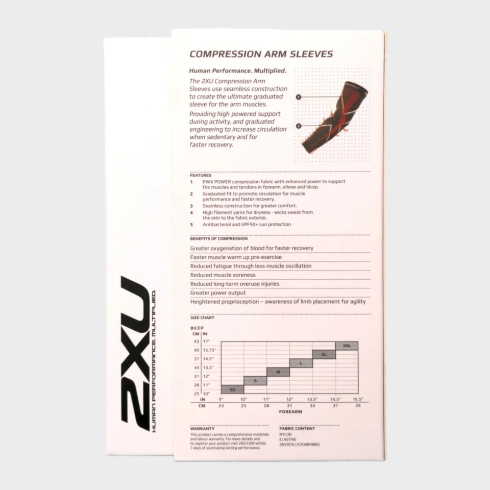 2XU Compression Arm Sleeves 1 Pair (Black) - Medium - Image 2 of 2