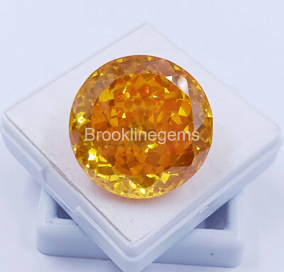 Natural EGL Certified 120 Ct Round Cut Yellow Spinel Loose Gemstone 24x24mm 4JKH