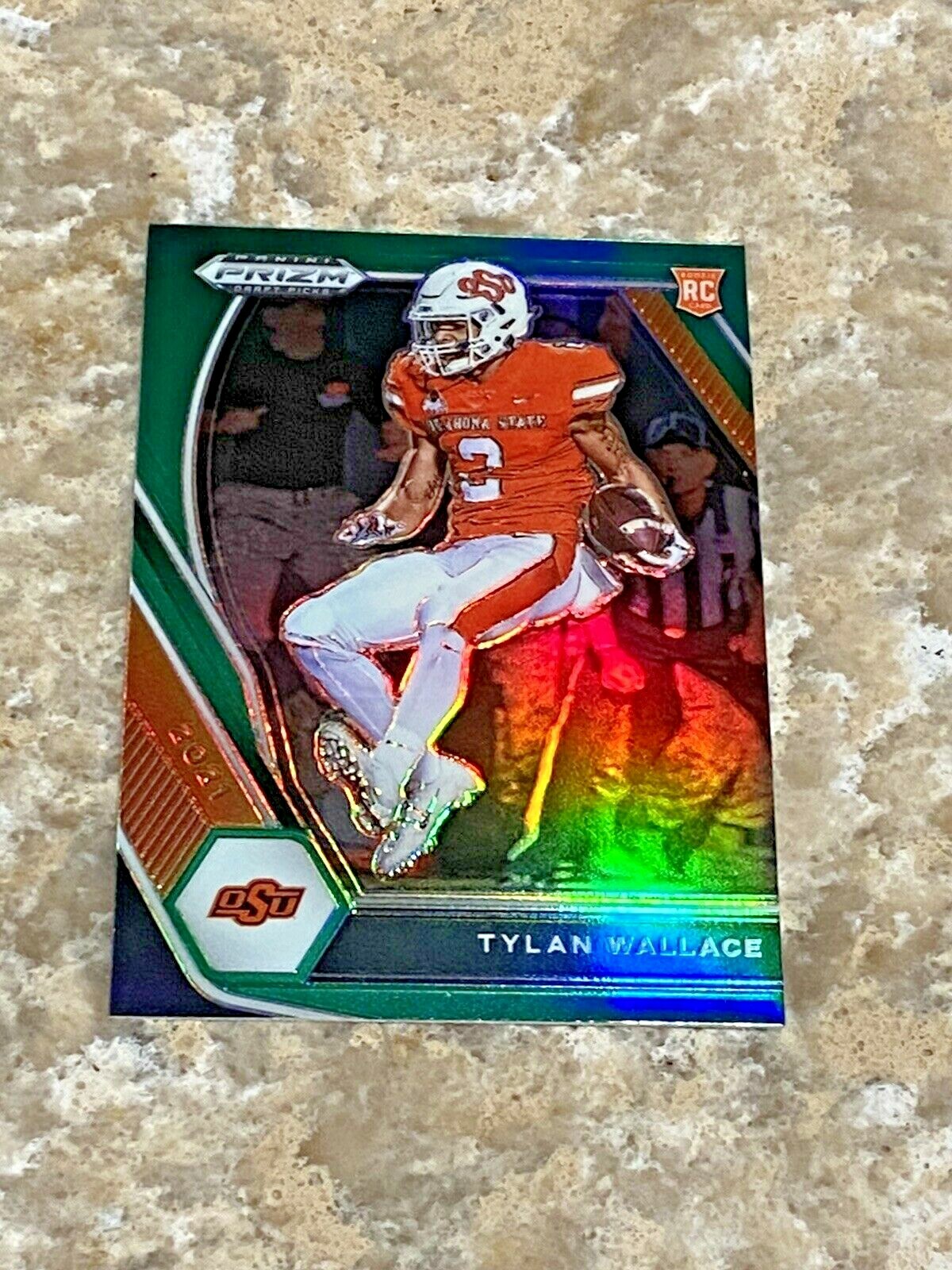2021 Panini PRIZM Draft Picks Green Prizm Tylan Wallace RC #126 Oklahoma State