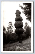 Vintage RPPC Beaver Bay MN Lax Lake Cabins Totem Pole Deformed Tree 1952 J5
