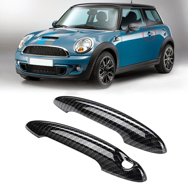 Cubierta de manija de puerta de fibra de carbono 2 piezas para Mini Cooper S R50 R53 R55 R56 Foto 3 de 4