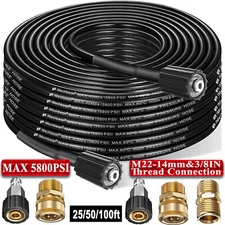 Pressure Washer Hose 3200PSI High Power Pump Cleaner Extension Pipe 1/4 M22-14mm