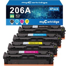 Cartridges 206A 4 Pack HP MFP M283fdw M283cdw M255dw Toner 206X