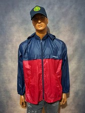 VINTAGE ADIDAS ORIGINALS 1980'S RED NAVY TRAINING FOOTBALL RAIN JACKET SIZE M 50