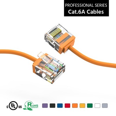 10 Pack of 6Ft CAT6A UTP Super-Slim Ethernet Network Cable 32AWG Orange