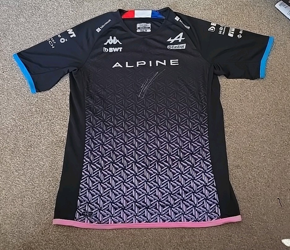 Esteban Ocon Signed ALPINE Kappa T-Shirt New (F1, Formula