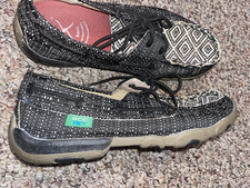TWISTED X Womens 8.5M Boat Shoes Driving Moccasins Flat Eco TWX Diamond Weave