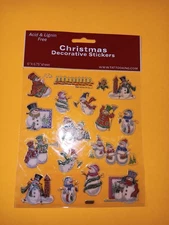 TattooKing Christmas Stickers Snowman Holiday 6x6.75 Puffy Sheet Acid Free
