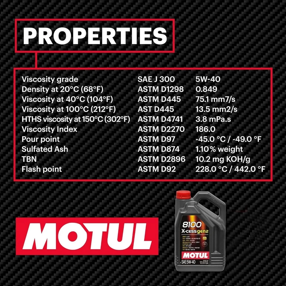 MOTUL 8100 X-Cess Gen 2 SAE 5W40 Full Synthetic Motor Engine Oil 5 Liter Bottle - Image 4 of 4