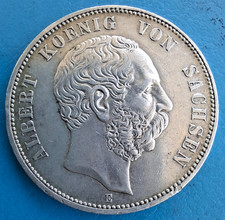 Germany Saxony Sachsen Saxony, Fünf 5 Mark 1875 E ,Km 1237