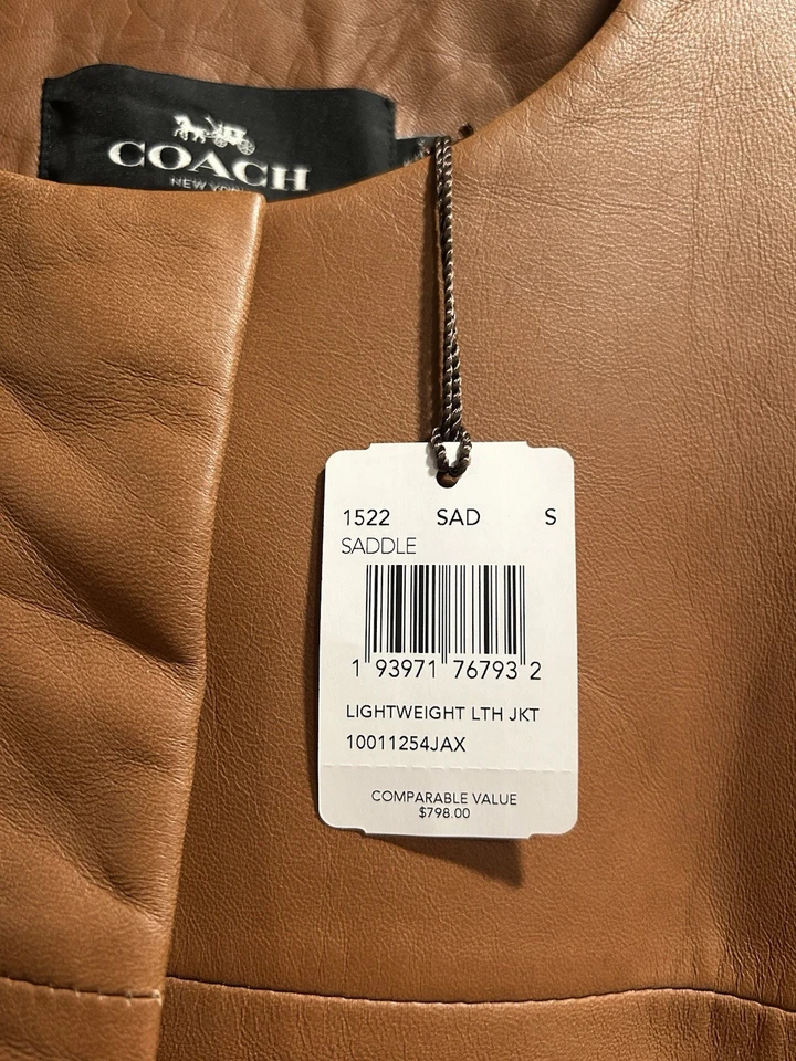 Chaqueta de cuero ligera Coach para mujer talla pequeña nueva con etiquetas Foto 4 de 4