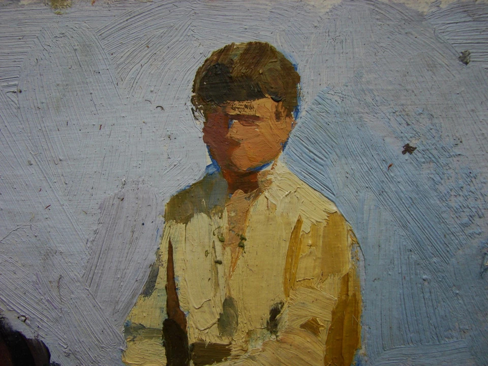 Ukrainian Soviet USSR Oil Painting impressionism realism young horseman rider - Image 4 of 4