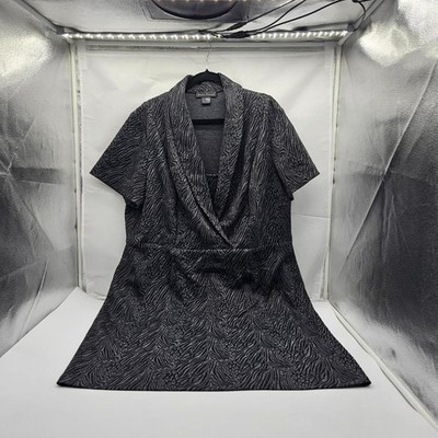 Jessica Howard Women's Plus Size 20W Dark Smoke Gray Multi Color Pattern Stretch