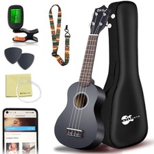 Everjoys Soprano Ukulele Beginner Pack-21 Inch w/Free Online Lesson Gig Bag Digi