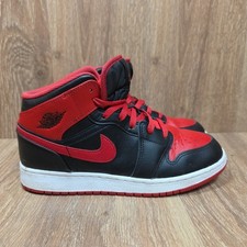 Nike Air Jordan 1 Mid Alternate Bred 2022 Size 7y Youth Black/Fire Red-White OG