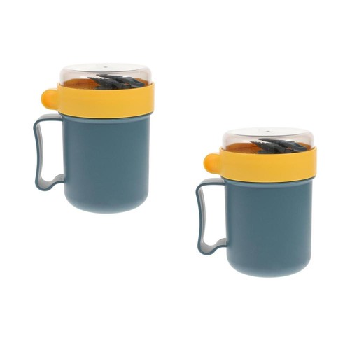 2 Pcs Breakfast Cup Microwave Soup Mug with Spoon Office Sealed Microwavable - Picture 2 of 12