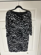 Ann Taylor Loft Women's Dress Medium Black & White 3/4 Sleeve