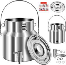 Stainless Steel Milk Can with Spigot - 1.3 Gallon Beverage Dispenser Jug