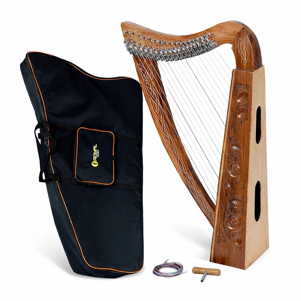 Musical Instrument Celtic Irish Lever Harp 19 Strings Free Extra Strings and Tun