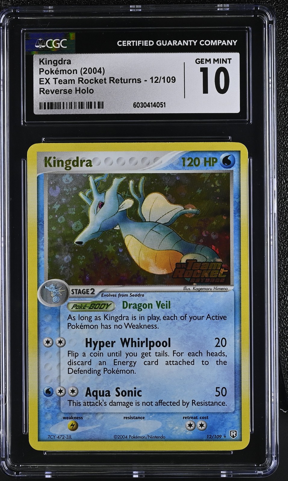 CGC 10 Kingdra EX Team Rocket Returns 12/109 Reverse Holo Stamped Pokemon Card