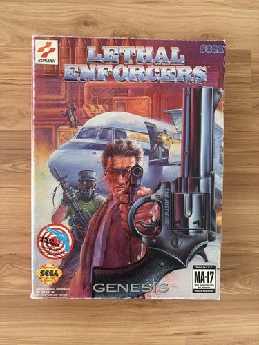 Lethal Enforcers Sega Genesis, 1993 Big Box With Gun complete In Box