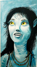 Original Painting Signed Canvas Kiri Avatar Movie Character Ready to Hang