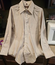 Vintage 1970s Sears Fashion Collection Mens Striped Button Down Shirt-15 32/33