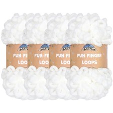 JubileeYarn Fun Finger Loops Yarn 4 Skeins White 100g, Jumbo Polyester Knit