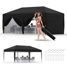 10x10FT Pop Up Canopy Tent with 4 Removable Sidewalls, Outdoor Heavy Canopy