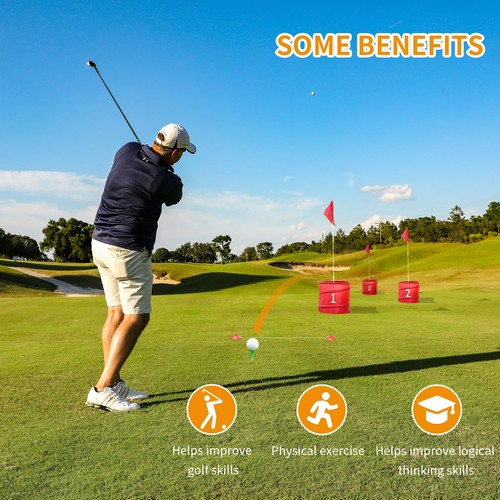 Juego de golf al aire libre de patio trasero de 6 piezas con 2 palos - juego de patio de golf al aire libre para práctica... - Imagen 6 de 8