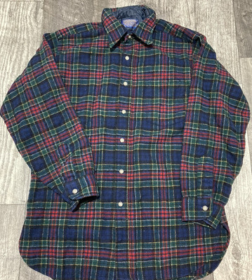 Pendleton Wool Flannel VTG Allison Tartan Plaid Shirt Mens Large USA 1960-70