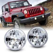 5 Inch Round Conversion Head Lights H4 12V 60 55W Bulbs 1 Pair Clear Lens