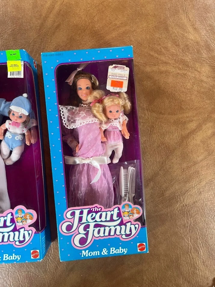 VTG 1984 Heart Family Mom/Baby & Dad/Baby- Dolls by Mattel -Lot of 2-NRFB NIB - Image 3 of 4