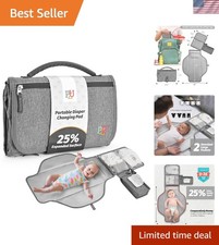 Grey Portable Waterproof Diaper Changing Pad with Extra Storage - Newborn Gift