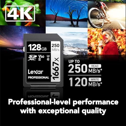 Lexar 128GB Professional 1667x SD Card, UHS-II, C10, U3, V60, Full HD, 4K - Picture 3 of 5