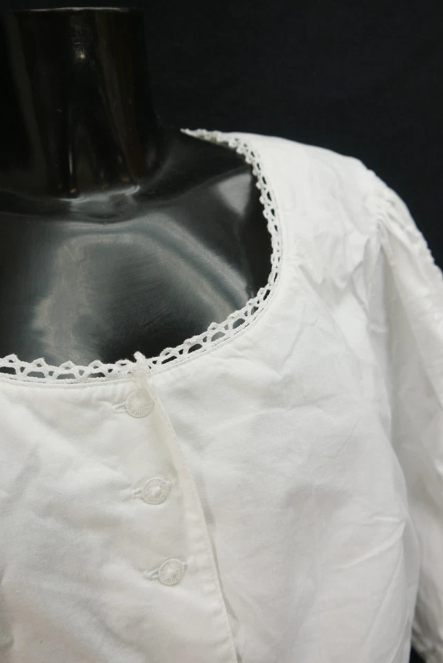 Gr.50 Dirndlbluse weiß Bluse für Dirndl Baumwolle mit Spitze - Bild 2 von 4