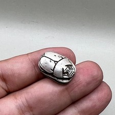 Ancient Egyptian solid silver Amulet intaglio Seal old unique Scarab Stamp Bead