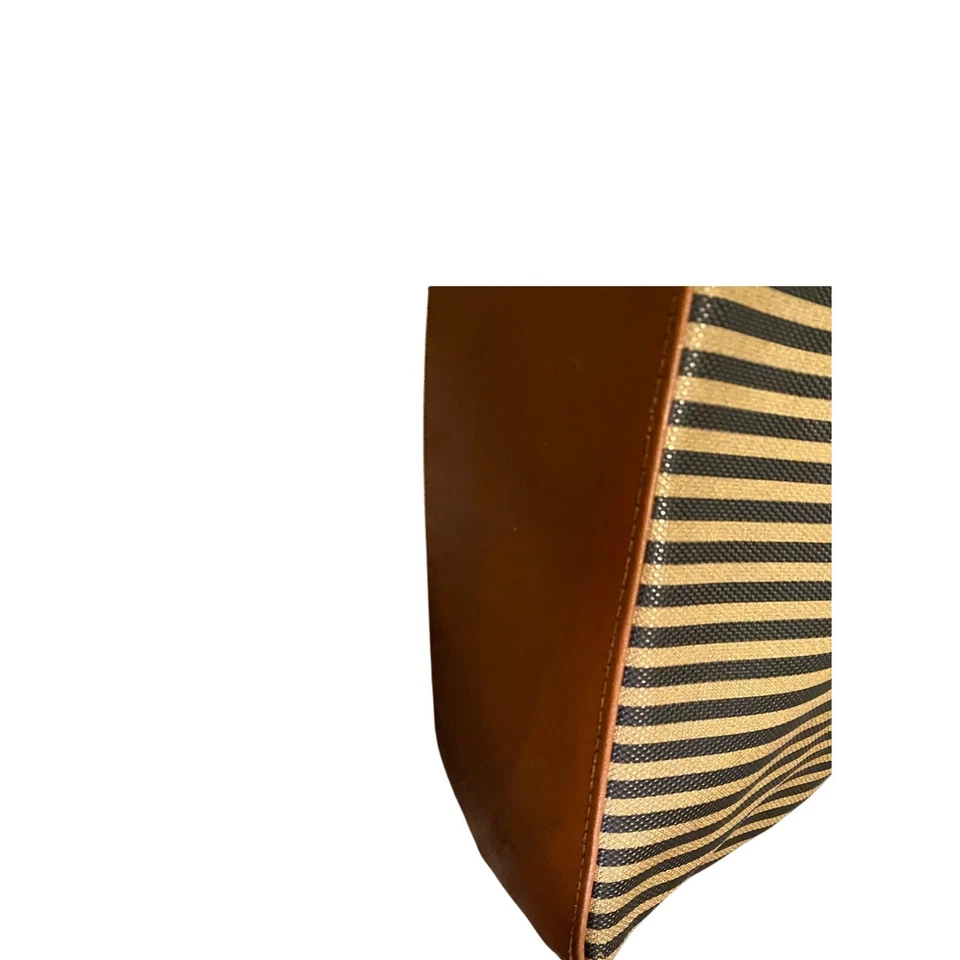 Vintage Brown & Black Narrow Stripe Satchel Handbag | Fendi-Inspired - Image 4 of 4