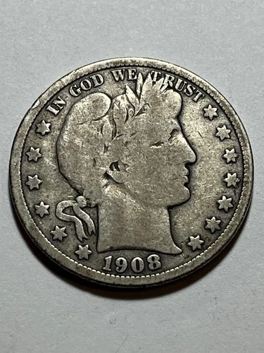 1908-D BARBER SILVER HALF DOLLAR ~ ~NICE OLD COIN~ 90% SILVER