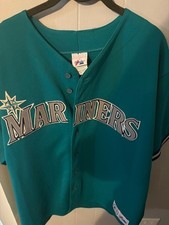 Ken Griffey Jr. #24 Teal Majestic Jersey Size XL - MLB Vintage -Seattle Mariners