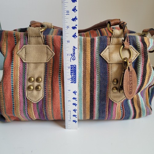 Fossil Keyper Maddox Striped Tapestry Satchel Purse Boho Large  See Descript! - Picture 20 of 23