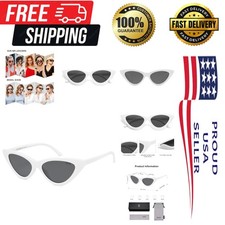 Retro Vintage Narrow Cat Eye Sunglasses for Women Clout Goggles Plastic Frame...