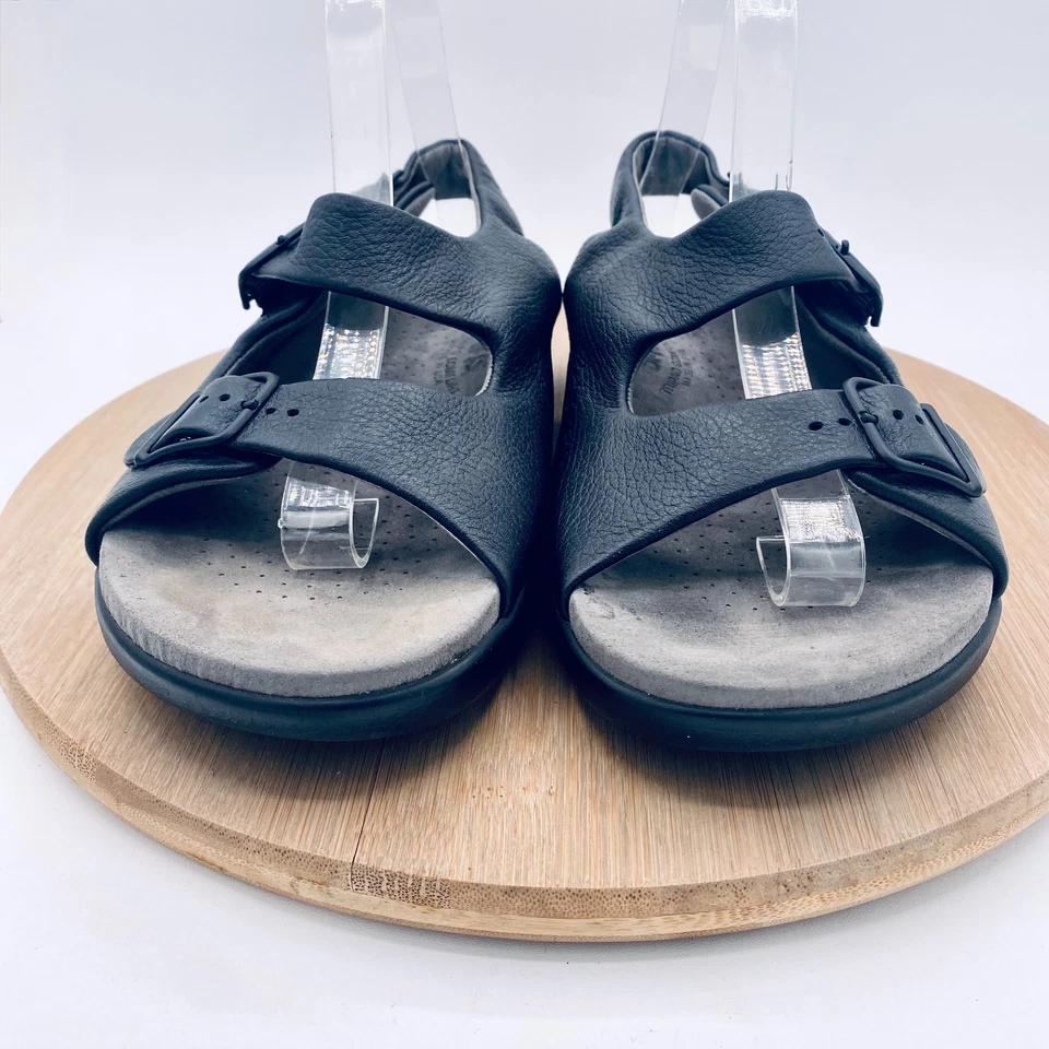 SAS Sandals Womens 12 Black Leather Slingback Comfort Peep - Image 3 of 4