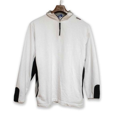 Reebok Vintage Sweatshirt schwarz-weiß Quarter Zip 00er Jahre - Größe L Herren