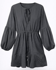 Religion London Black Infinity Dress Size 12 Short Dress Tie Neck Pockets BNWT