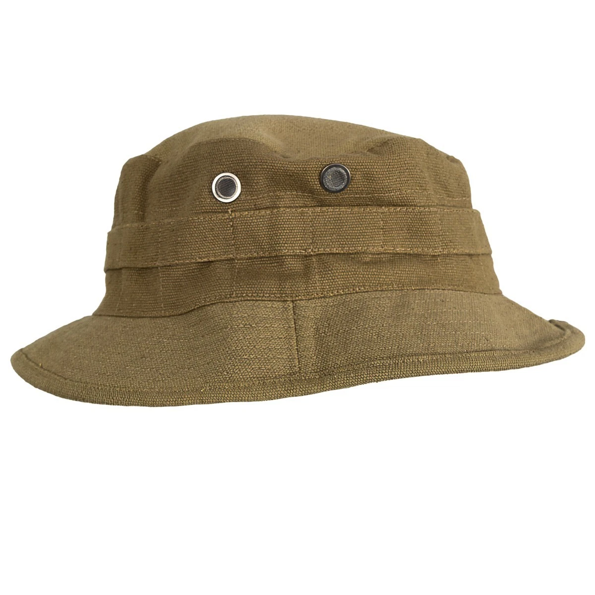 Khaki Canvas Jungle Bucket Hat Olive Green Military Style Vented Chin Strap
Opens in a new window or
