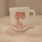 VTG Glasbake USA Milk Glass Coffee Mug Cup Redbud Festival Vivian Louisiana