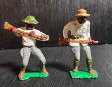 GREY IRON VINTAGE TOY SOLDIERS SET OF 2 AFRICAN AMERICAN TROOPS 1930s SOLID