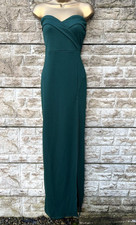 Ladies Signage Green Strapless Front Slit Long Maxi Party Dress UK 10 Length 55"