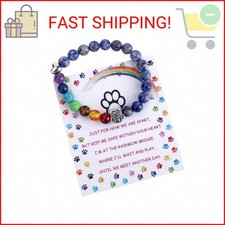Unijew Pet Memorial Gifts, Rainbow Bridge Bracelet for Beloved Dog Cat, 8MM Mixe